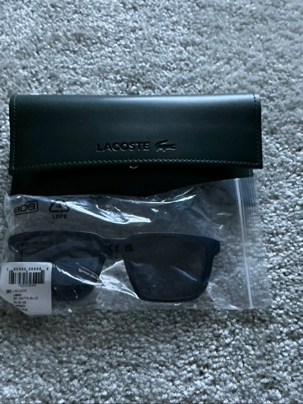 LacosteRectangular Sunglasses with Case - Matte Blue